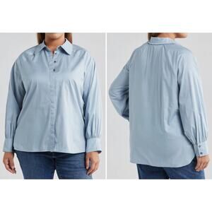 Harshman Women's Button Down Shirt, Dusty Blue, Medium, NWT